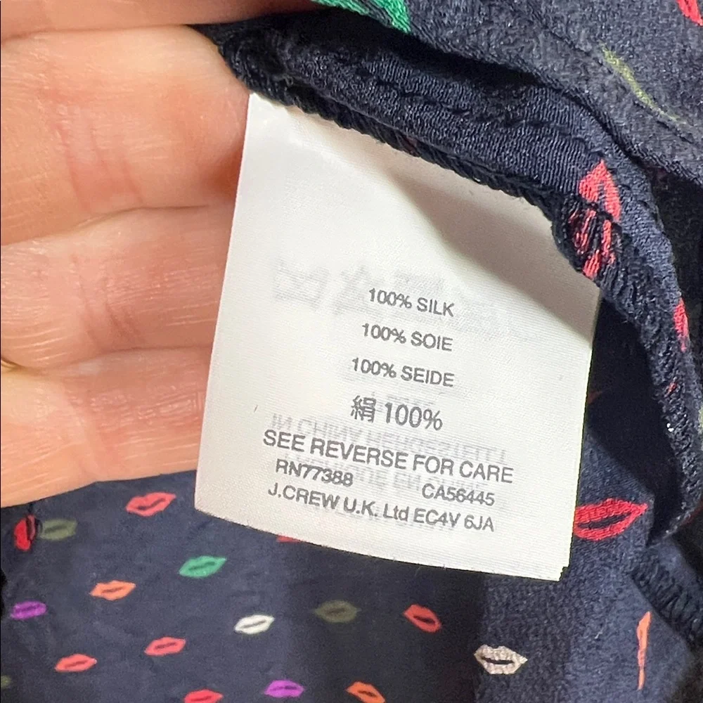 J. Crew Navy Top with Colorful Lips